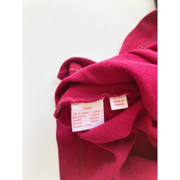 Men's LACOSTE LIVE F8329 Red Coral Logo Cotton Pique Knit Polo, Size 4 / M - Picture 12 of 13
